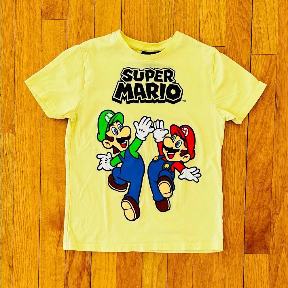 Zara Garfield Black T-shirt & Primark Super Mario Yellow T-shirt Size 7-8 - Picture 2 of 10